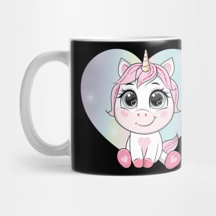 cartoon unicorn rainbow heart shape tshirt Mug